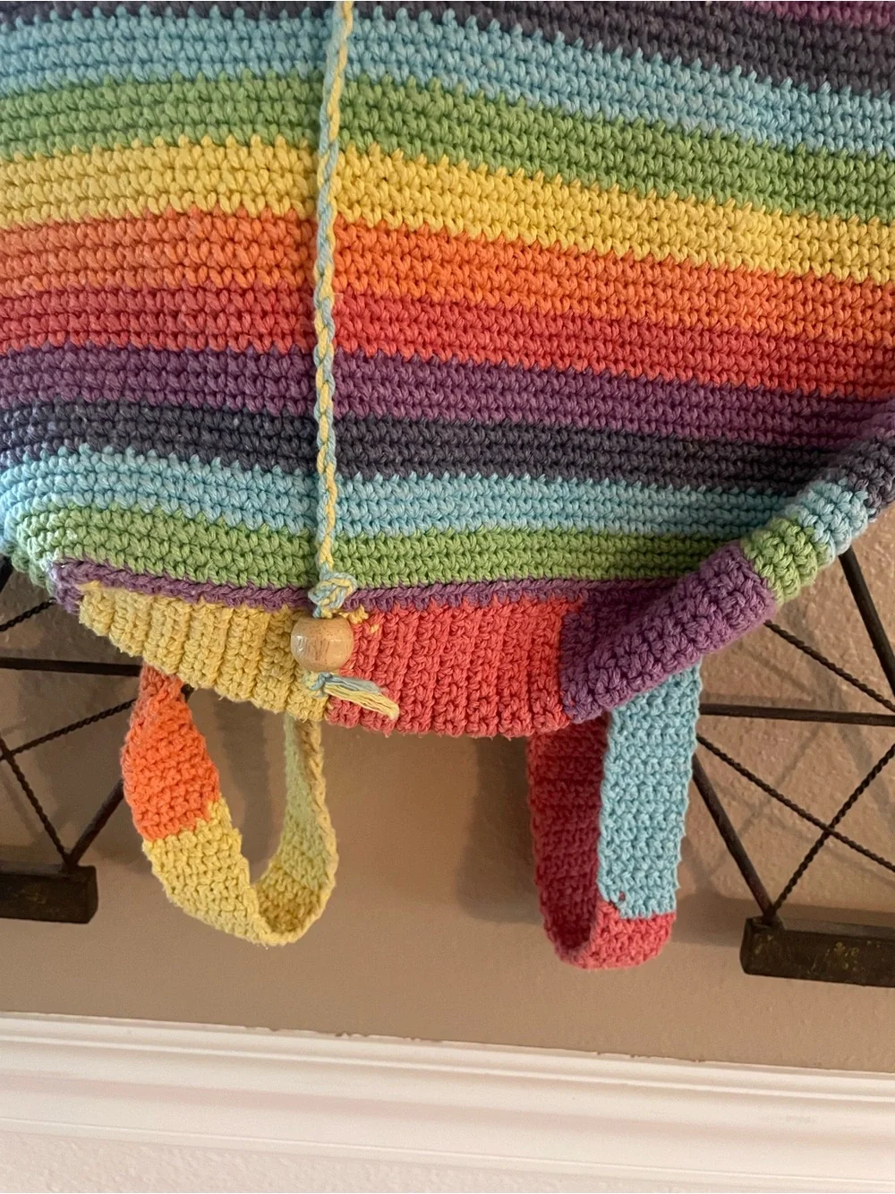 90’s Rainbow Colors Thick Crocheted Backpack